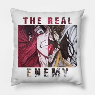 Eren Real Enemy Attack On Titans Throw Pillow Official Attack On Titan Merch