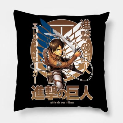 Attack On Titan Eren Yeager Throw Pillow Official Attack On Titan Merch