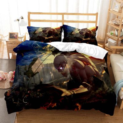 Attack on Titan Printed polyester bedding soft and comfortable Customizable bedding set Quilt cover pillowcase 11 - Attack On Titan Merch