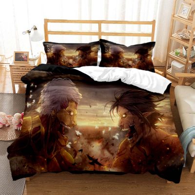 Attack on Titan Printed polyester bedding soft and comfortable Customizable bedding set Quilt cover pillowcase 15 - Attack On Titan Merch