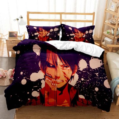 Attack on Titan Printed polyester bedding soft and comfortable Customizable bedding set Quilt cover pillowcase 17 - Attack On Titan Merch