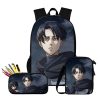 Cartoon Popular Cool Attack on Titan 3pcs Set Backpack 3D Print School Student Bookbag Laptop Daypack 2 - AOT Merch