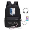 Hip Hop Novelty School Bags Boys Girls Attack On Titan USB Print Oxford Waterproof Notebook multifunction 2 - AOT Merch