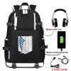 Hot Japanese Anime Attack On Titan Waterproof School Bags Laptop Rucksack Travel USB Backpack Large Capacity - AOT Merch