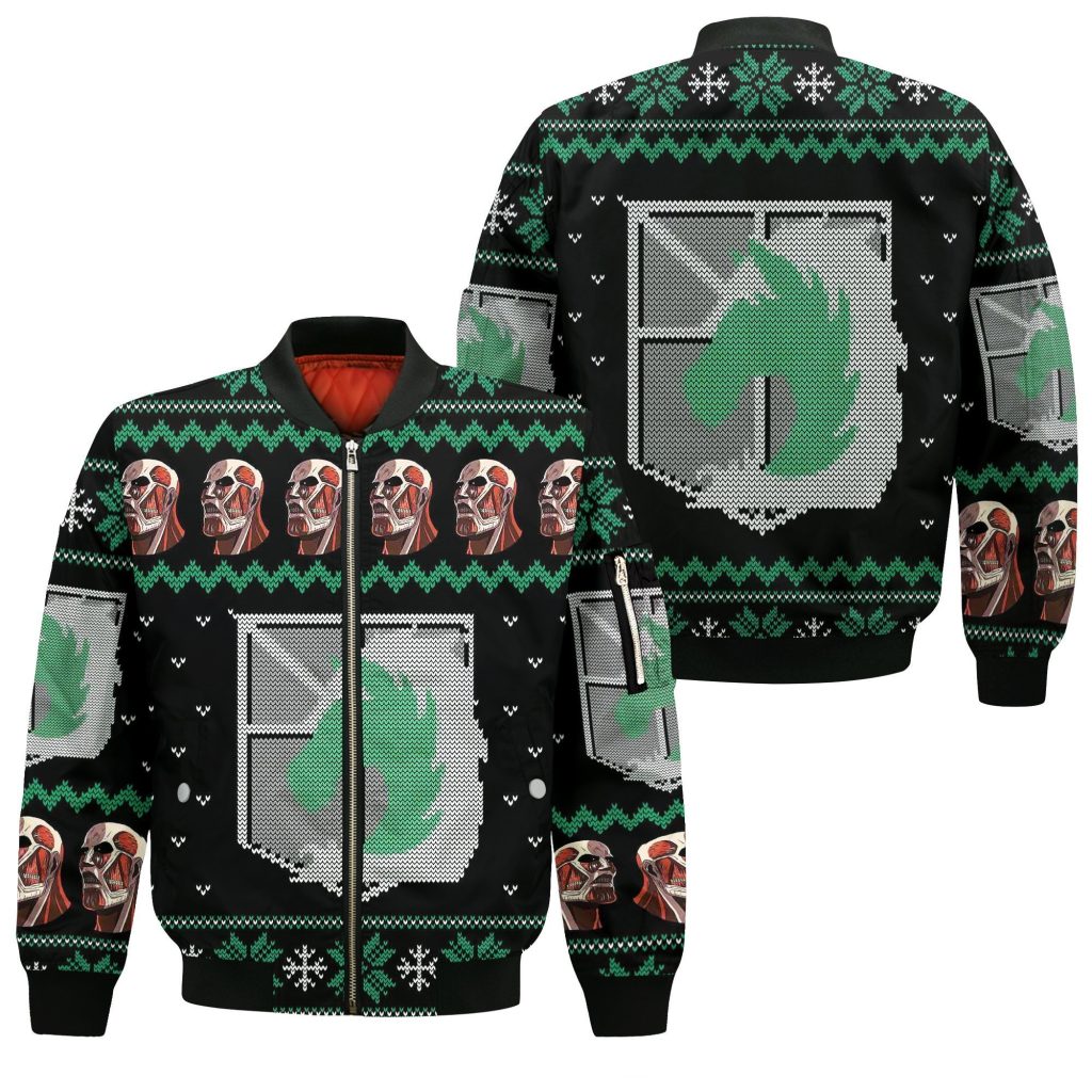 attack on titan ugly christmas sweater military badged police xmas gift custom clothes gearanime 3 - AOT Merch