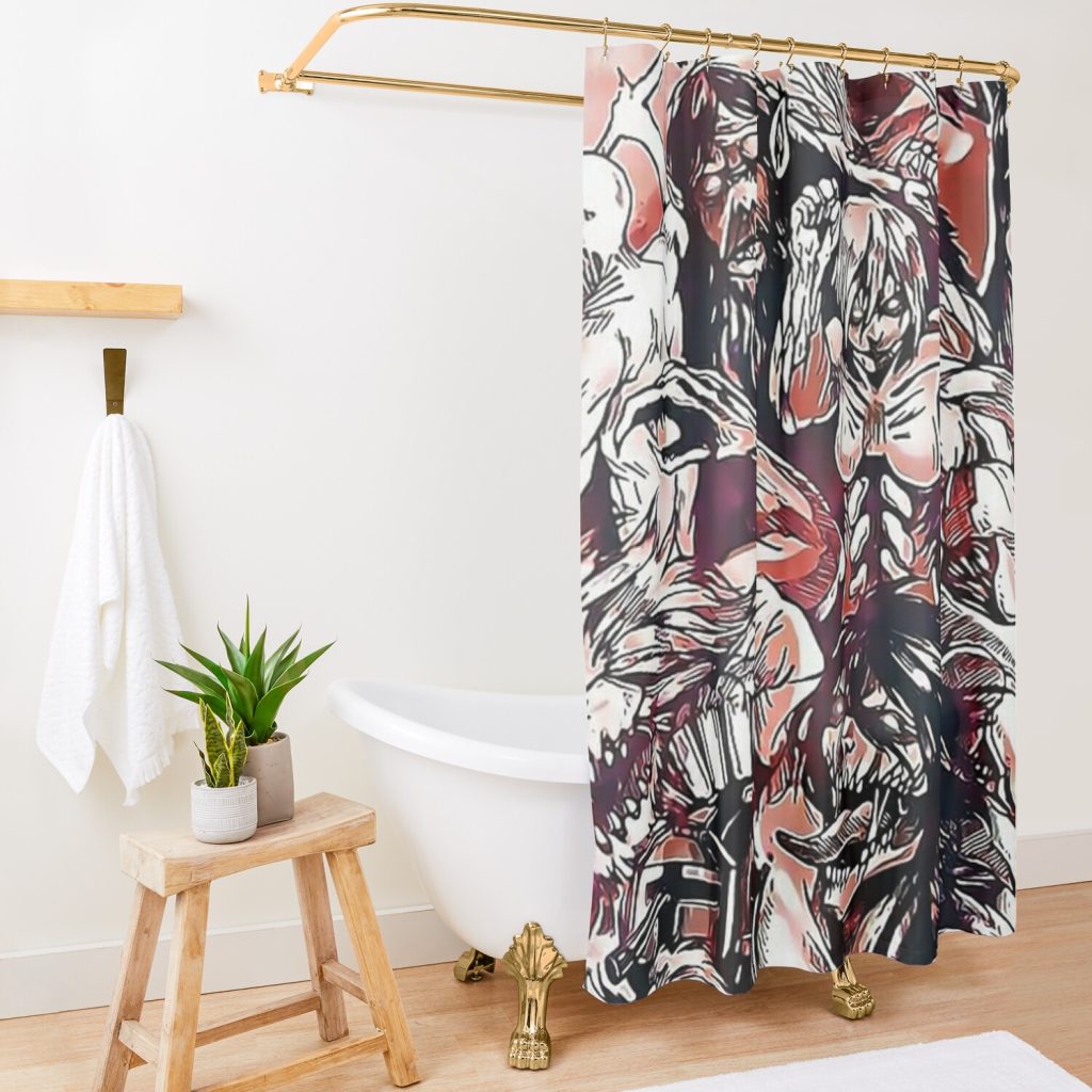 All Titan League Shower Curtain Official Attack On Titan Merch