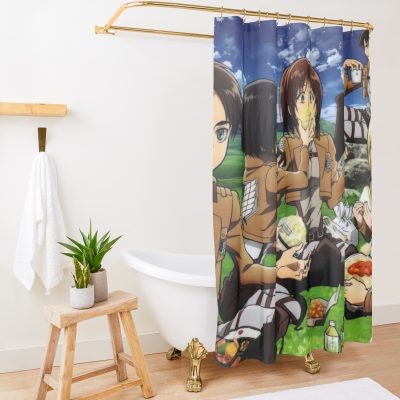 Aot Happy Moment Shower Curtain Official Attack On Titan Merch