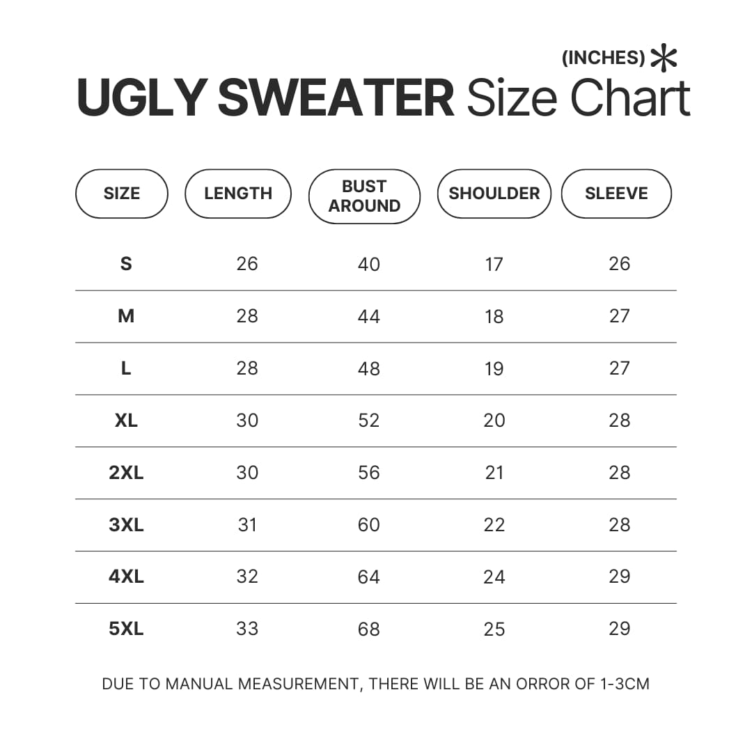 Ugly Sweater Size Chart - AOT Merch