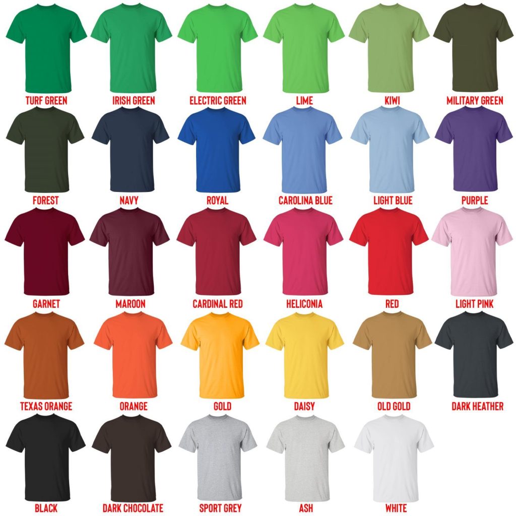 t shirt color chart - AOT Merch