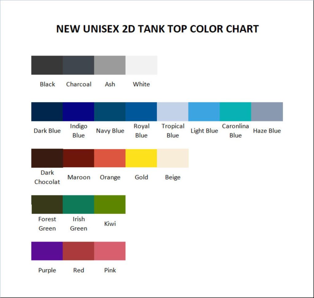 tank top color chart - AOT Merch